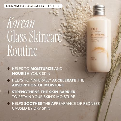 The Face Shop Rice Ceramide Moisturizing Emulsion 5.0 fl oz Pack of 2 - Hydrating & Skin Barrier