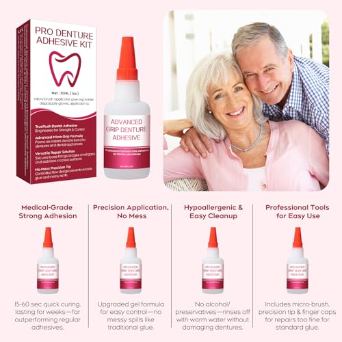 Dental Lab Instant Bonding Glue for Dentures & Dental Tools - Fast-Setting 15-60 Sec
