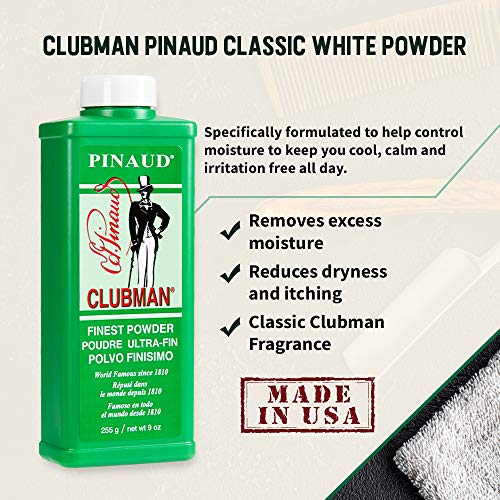 Clubman Pinaud Men's Body Powder 9 oz x 3 Pack - Sweat & Odor Control, Cooling