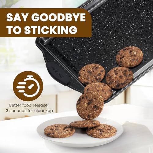 Kikcoin Black 22-Piece Nonstick Bakeware Set with Silicone Handles, Oven Safe, Stackable