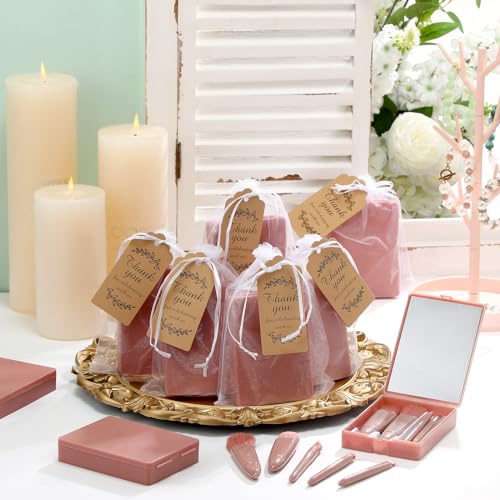 Travel Makeup Brush Set with Mirror - Pink 12-Piece Bridal & Bridesmaid Gift