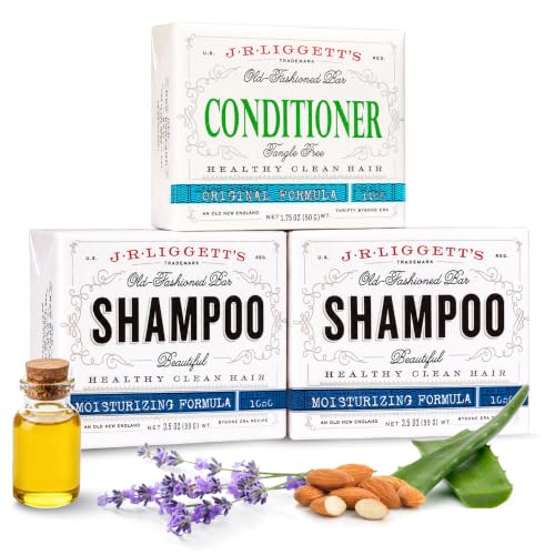 Plastic-Free Hair Care Set with Shampoo & Conditioner Bars - Moisturizing & Nourishing, 3 Pack