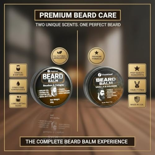 Men's Beard Balm Set with Sandalwood & Cologne Scents - 2 Pack