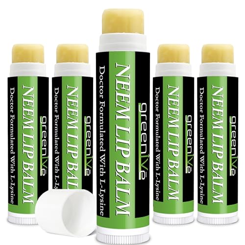 GreenIVe Vegan Neem Lip Balm 5 Tubes - Natural, Handcrafted Moisturizer for Dry & Sensitive Lips