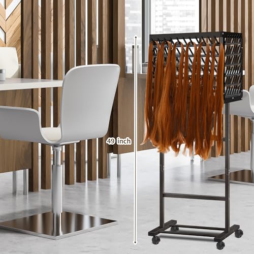 Black Braiding Hair Rack with 150 Pegs, Tri-Sided Stand for Hair Stylists
