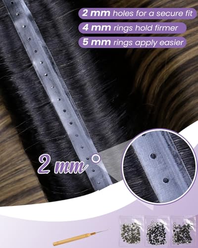 LaaVoo Butterfly Weft Hair Extensions - Human Hair Balayage for Short Hair - 16 Inch, 50g, Darkest Brown Variation of 3-#BFHW 2/8/2