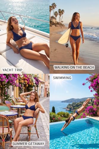 Beautikini Menstrual Swim Bikini Bottom Low Rise Leakproof Blue XS