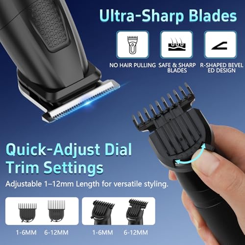 Men's Waterproof Body Grooming Kit with V-Shaped Trimmer - Black