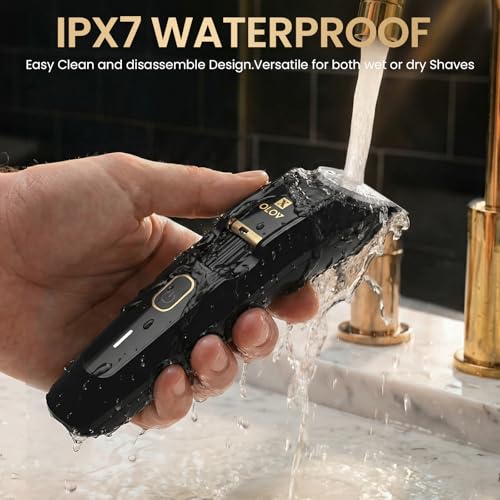 Men's Black Beard Trimmer with 20 Adjustable Lengths, Waterproof Cordless Groomer