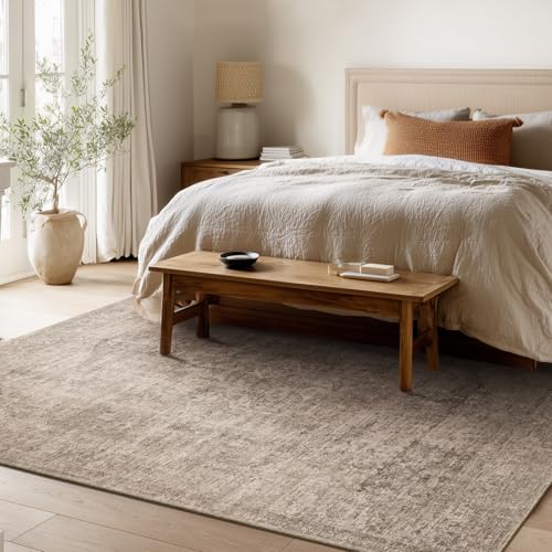 Machine Washable Area Rug 6x9 for Living Room & Bedroom - Brown/Red/Multi