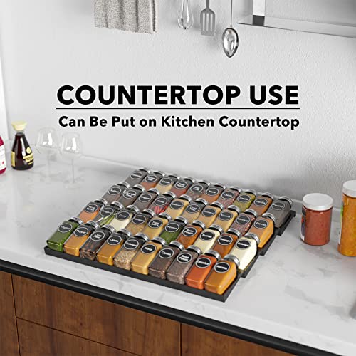 SpaceAid 40 Jars Spice Drawer Organizer with 386 Labels, 4-Tier Rack, 18.5" Wide