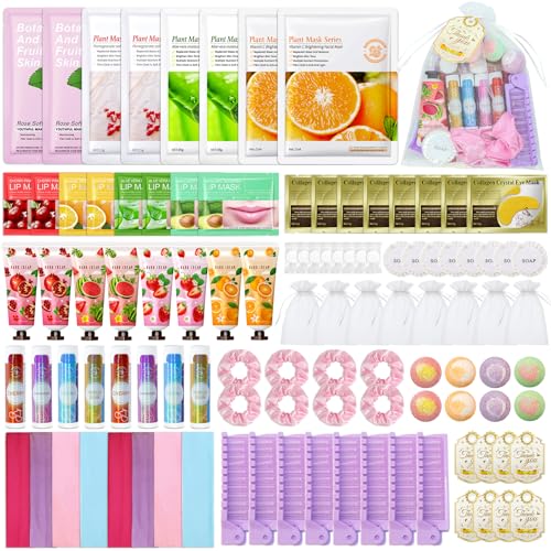 Complete Spa Party Set for Girls & Women - Face Masks, Lip Balm, Foot Bath Bombs & More
