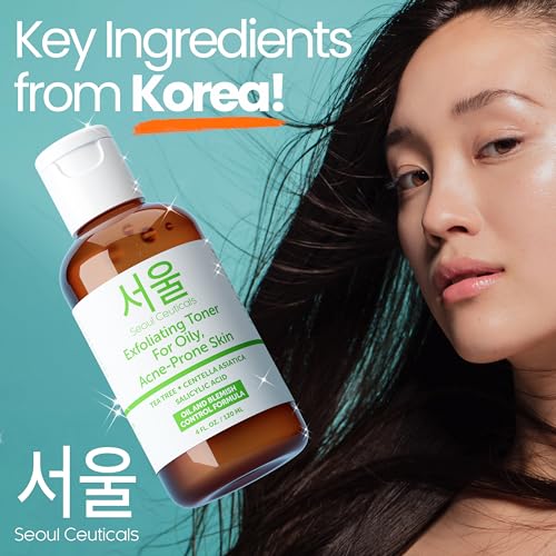 SeoulCeuticals Korean Toner for Oily Acne Prone Skin ? Korean Skin Care Tea Tree Toner for Face ? Facial Toner Centella Asiatica, Salicylic Acid. 4 FL OZ