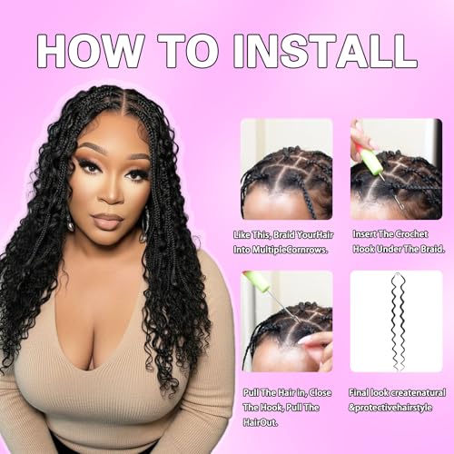 18 Inch Human Hair Crochet Extensions for Black Women, Deep Wave, 60g, 50 Strands