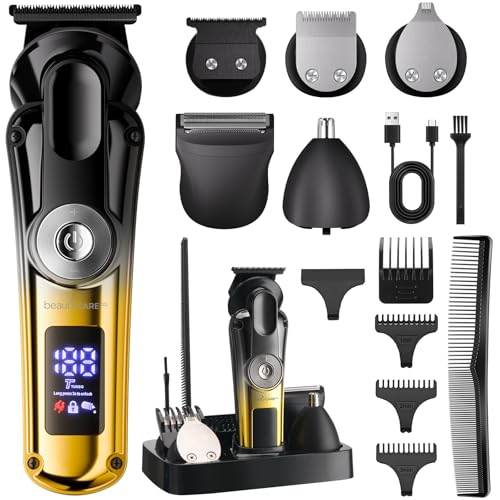 BEAUTYCARE 5-in-1 Men Grooming Kit with Zero-Gapped T-Blade, Cordless & Waterproof