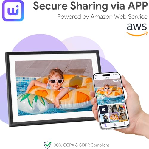 10.1-Inch Digital Photo Frame with 32GB Storage IPS Touch Screen WiFi Sharing