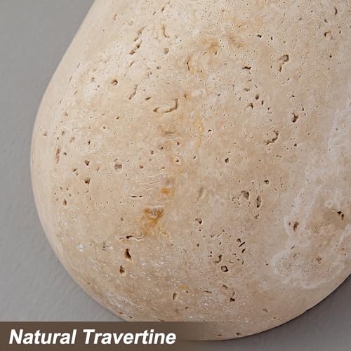 Half Bowl Travertine Wall Sconce - Up Light Only, 6.1 Inch Natural Stone Minimalist Wall Lamp with G9 LED Bulb