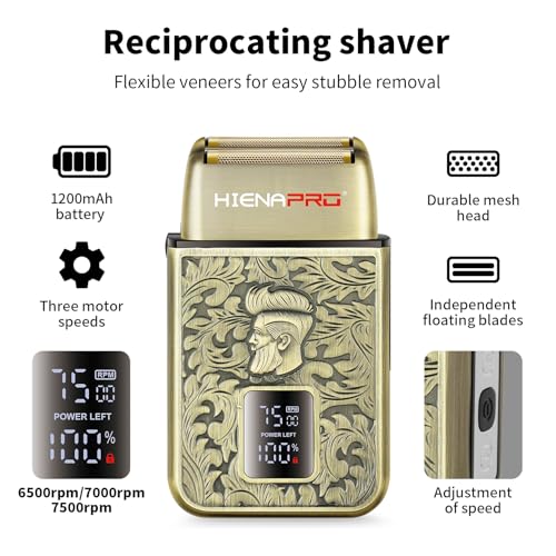 HIENA PRO Electric Razor for Men, Cordless Professional Foil Shaver & Bald Head Precision Trimmer, Travel Shaving, USB Charging, LED Display, Perfect Gifts for Men