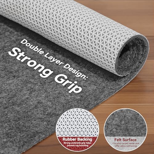 Dark Gray 9'x12' Non-Slip Rug Pad Cushioned Underlay for Hardwood & Tile Floors