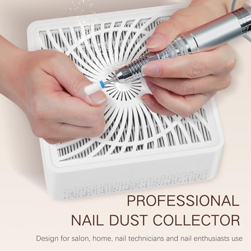 Nail Dust Collector Rechargeable, Powerful Suction Cordless Nail Vacuum Fan Dust Collector with 4500RPM Brushless Motor for Acrylic Nail Polishing Salon Home Use, NDC5