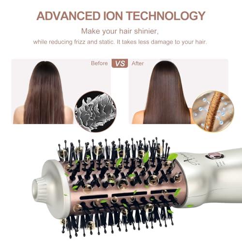 Aima Beauty Travel Hot Air Brush - Dual Voltage Hair Styler Champagne Silver