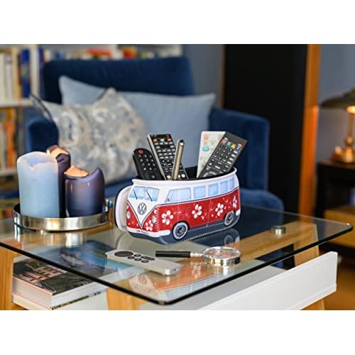 BRISA VW Collection - Volkswagen Neoprene Universal Makeup Cosmetics Toiletry Travel Pharmacy Bag in T1 Bus Design (Hibiscus/Red) (Small (9.1 x 4.3 x 3.1 inches))