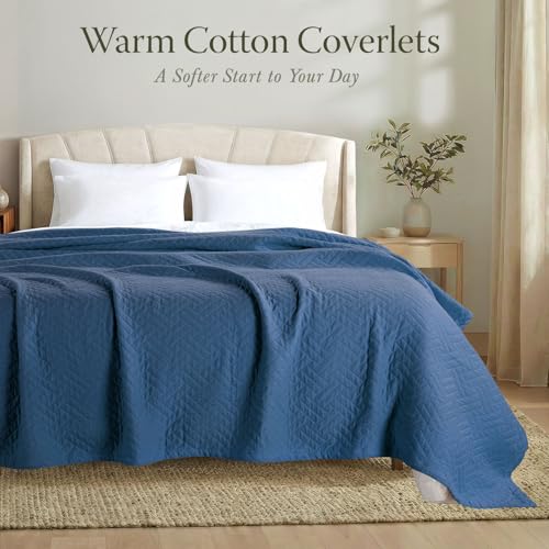 Classic Folkstone Blue Cotton Queen Size Blanket for All-Season Bed