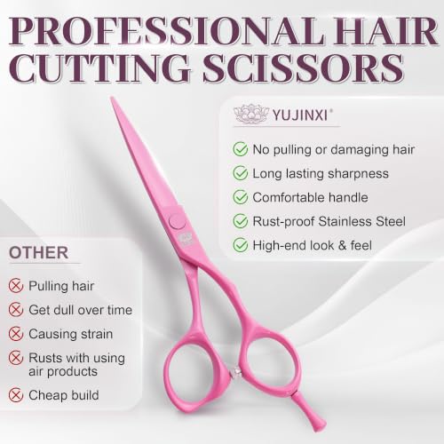 6 Inch Hair Cutting Scissors - 440C Steel Professional Shears with Ergonomic Handle