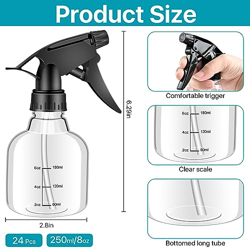 8oz Refillable Spray Bottles with Adjustable Nozzle - Pack of 24