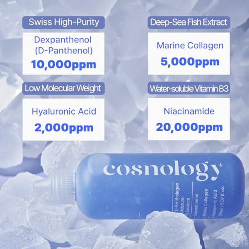 COSNOLOGY 150ml Hydrating & Soothing Moisturizing Essence with Dexpanthenol, Marine Collagen & Hyaluronic Acid ? Nutrient-Rich Tincture Formula| 5.07 fl.oz | K Beauty Skincare