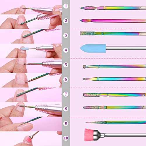 Chumia 47 Pcs Nail Drill Bits Sets 3/32 Inch Electric Diamond Ceramic Acrylic Gel Nail Bit Kit Manicure Supplies Carbide Cuticle for Manicure Drill Remover for Home Salon Gel Pedicure Tools