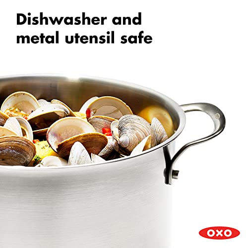 OXO 8.4QT Stainless Steel Multipurpose Stockpot with Glass Lid, Steamer & Pasta Insert
