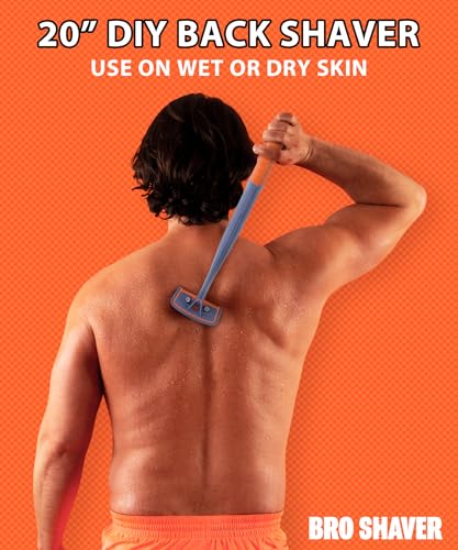 Orange Back Shaver for Men - 3.0 +6 Blades, 2 Settings, Long Handle