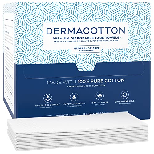 Dermacotton X-Large 100% Pure Cotton Disposable Face Towels - Pack of 100