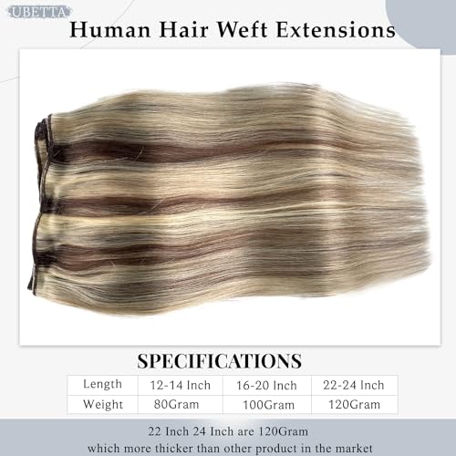 Balayage Ash Blonde Hair Extensions 14 Inch Real Human Wefts for Sew-In & More