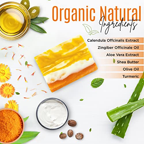 Organic Turmeric Soap Bar for Face & Body – Handcrafted Natural Skincare – Pack of 6 – Soothe & Brighten Skin