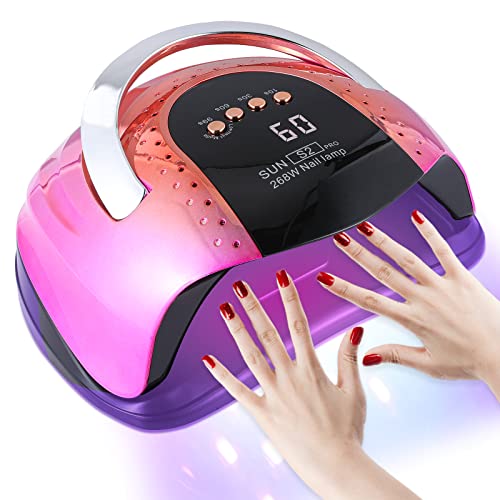 268W UV LED Nail Lamp - Gel Polish Curing Light with 57 LEDs, 4 Timers