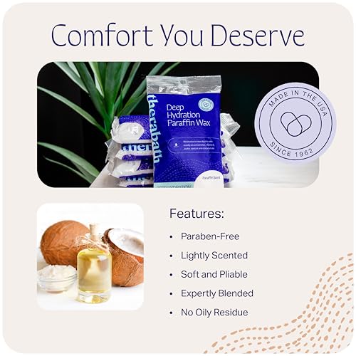 Therabath Deep Hydration Paraffin Wax Bath Refills - Wax Beads - to Relieve Discomfort, Stiff Muscles, Dry Skin - with Coconut Oil, Vitamin E, & Aloe - Made in the USA, 6 lb. Sea Salt & Aloe