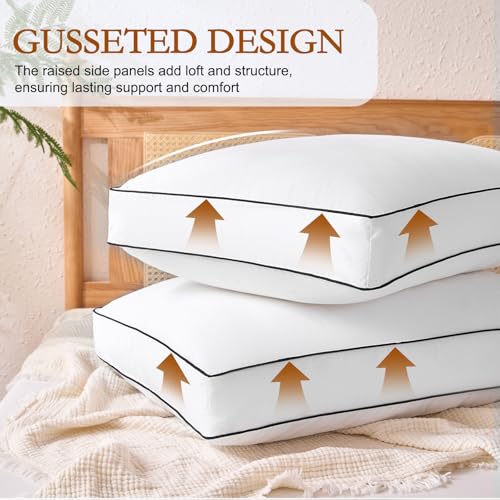 King Size Wool Pillow Set of 2 - White Australian Wool & Down Alternative Support Cushions