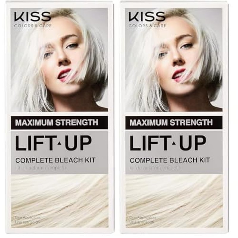 KISS Lift Up Complete Hair Bleach & Icy Silver Toner Kit, Gentle Conditioning Formula that Reduces Brassiness, Complete 6-Pc DIY Bleach Kit, ICE (Pack of 2)