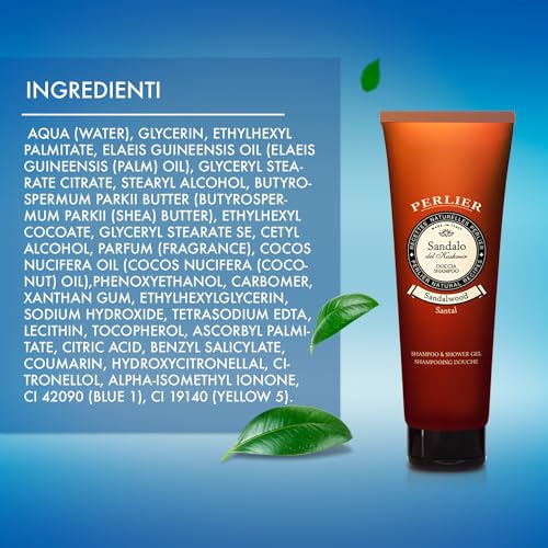 Perlier: "Sandalo del Kashmir" Shampoo & Shower Gel, Sandalwood Scent 8.4 Fluid Ounces (250mL) Tube [ Italian Import ]