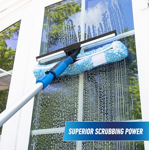 Professional 14-Inch Window Squeegee & Scrubber with 8’ Telescopic Pole