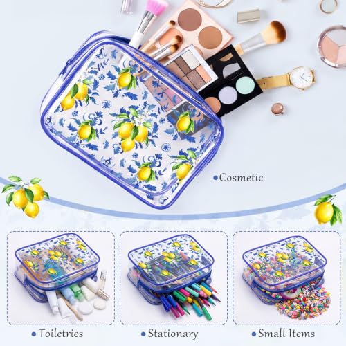 Honeydak 10 Pcs Clear Capri Lemon Makeup Bags - Italian Summer Gift Set