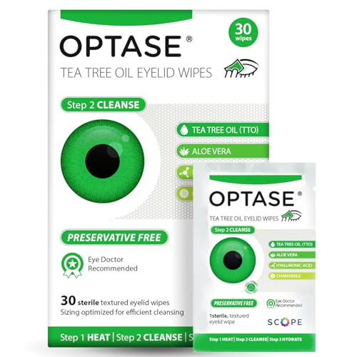 OPTASE TTO Eyelid Cleansing Wipes, 30 Count ? Individually Wrapped Tea Tree Oil Eyelid Wipes ? Preservative-Free Formula for Daily Use ? Eye Doctor Recommended Tea Tree Eye Lid Cleanser