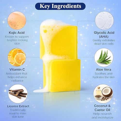 Satthwa Kojic Acid 1% Soap with Vitamin C | For Pigmentation, Tan and Dark Spots | Brightening Soap for Men and Women | Pack of 2 (3.5oz Each)