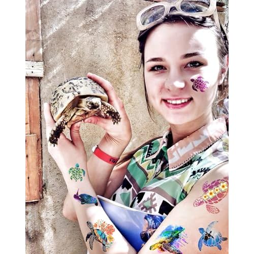 ANTING 180 Pieces Turtle Temporary Tattoos Turtle Themed Tattoos Stickers Party Decoration Supplies favors Body Art for Kids Adults