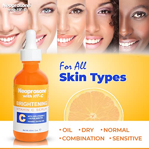 Brightening Face Serum with Alpha Arbutin & Vitamin C - Fade Dark Spots, 2 Fl oz