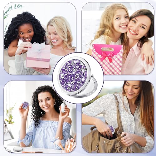 Thyle 12 Pack Christian Compact Mirrors with Bible Verses - Purple, Gift Set