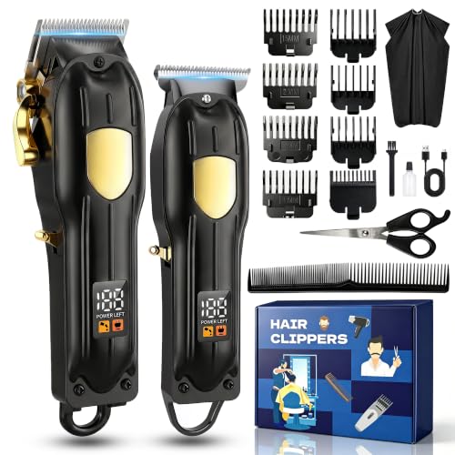 SHYEEH Black Hair Clippers and Beard Trimmer Set for Men