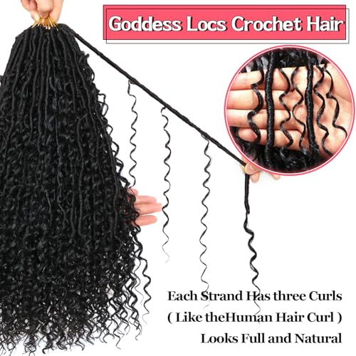 18 Inch Goddess Locs Crochet Hair 8 Packs - Soft Boho Faux Locs for Black Women 1B# Variation of THIS listing